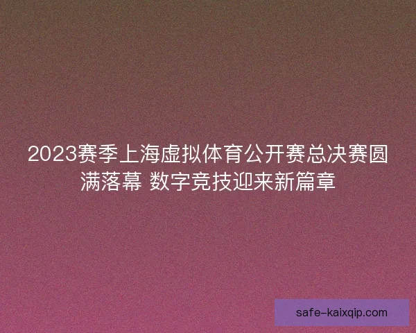2023赛季上海虚拟体育公开赛总决赛圆满落幕 数字竞技迎来新篇章