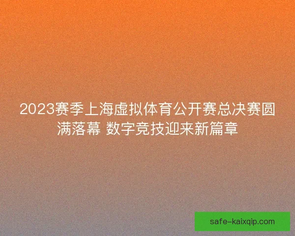 2023赛季上海虚拟体育公开赛总决赛圆满落幕 数字竞技迎来新篇章